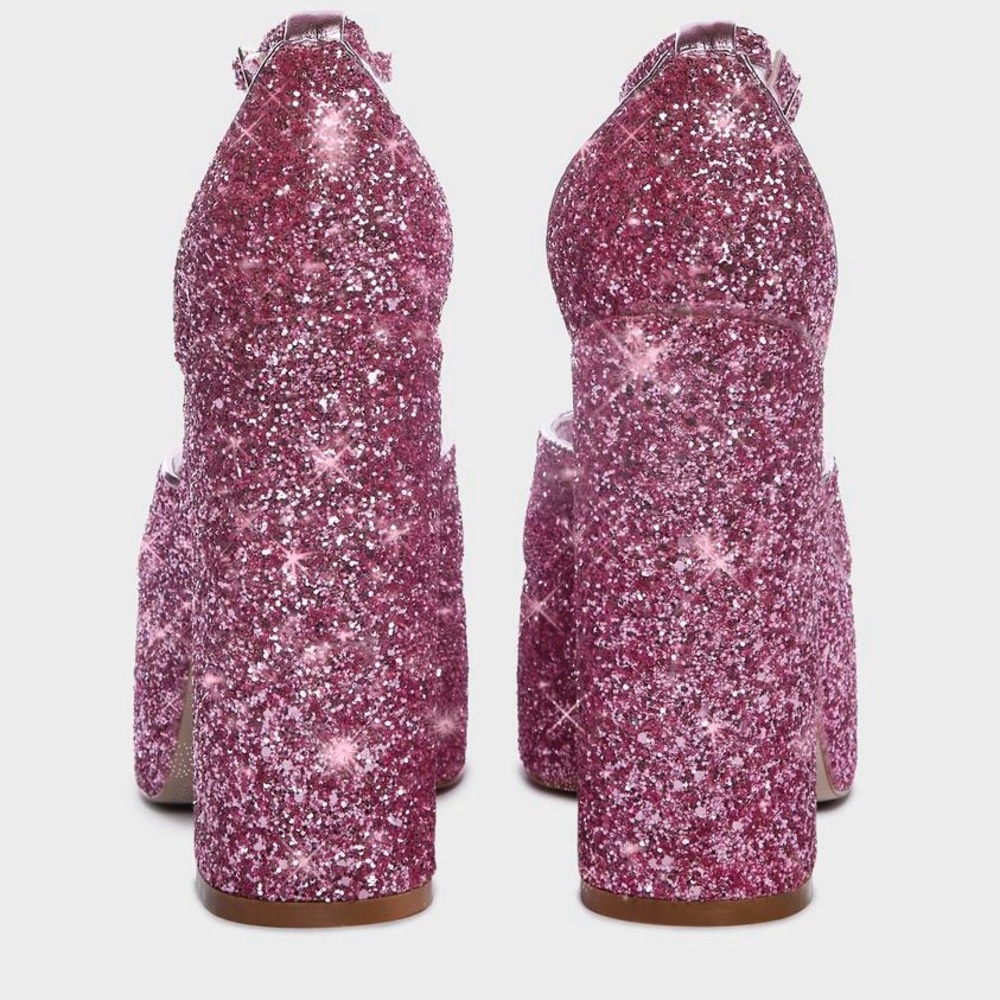 Azalea Wang Pink Bali Glittery Platform Heels Size 9 - Picture 8 of 8